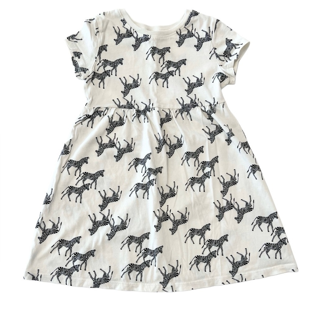 Old Navy Zebra Print Short Sleeve Kids Dress - Black and White | Girls 3T